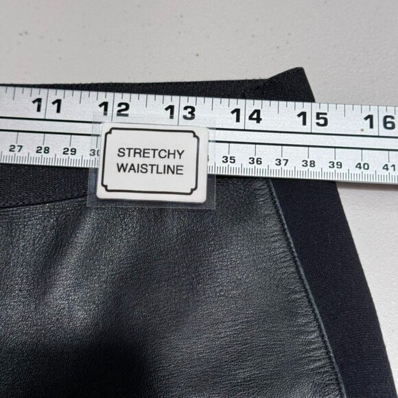 Eileen Fisher Leather Front  Stretch Ponte Pants Pull On Leggings Size L Black - Picture 7 of 11